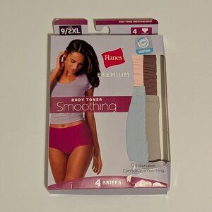 Hanes Premium 4 Pack Body Toner Smoothing Briefs Size 9/XXL/2XL New/Open Box